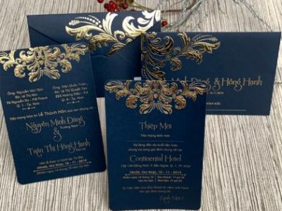 Thiệp cưới mẫu DQ2018XANHDUONG