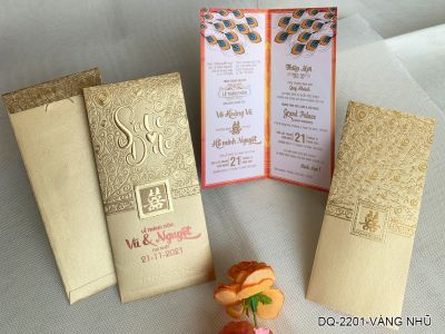 Thiệp cưới mẫu DQ2201VANGNHU